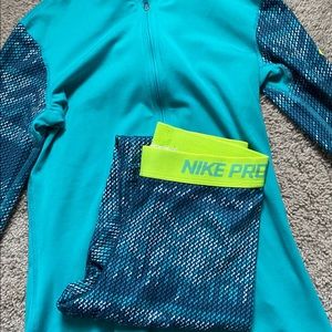 matching nike quarter zip/running tights set
